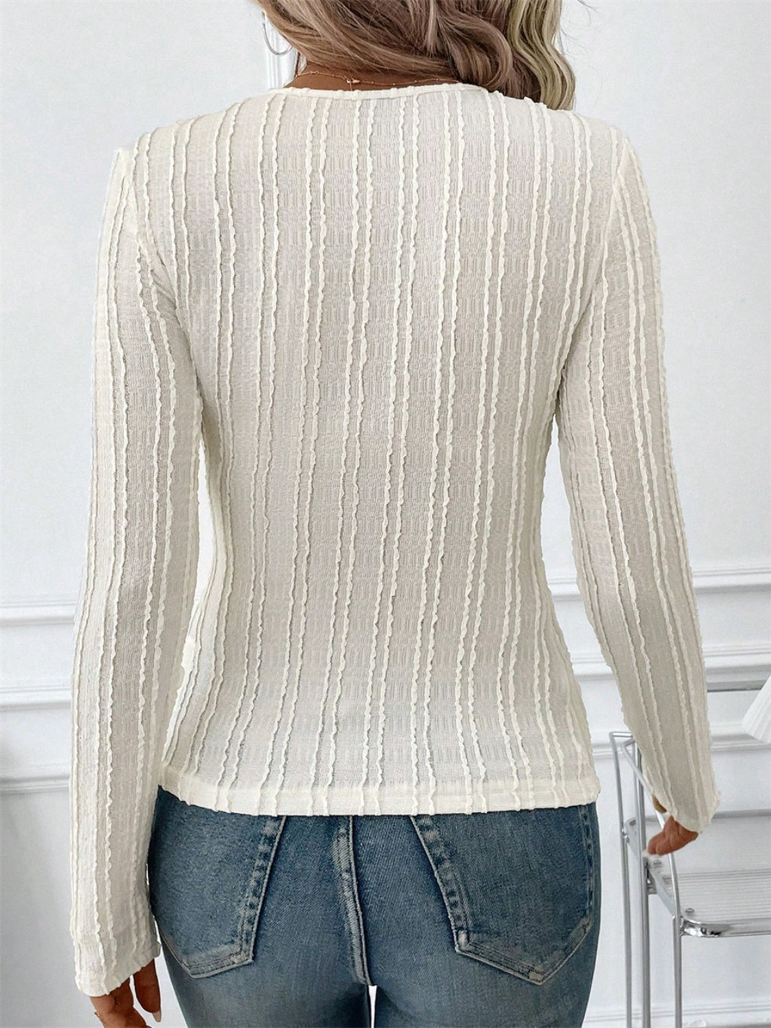 Alfressy Round Neck Long Sleeve Top - Beige - Size S - Opaque & Slightly Stretchy - 95% Polyester, 5% Elastane