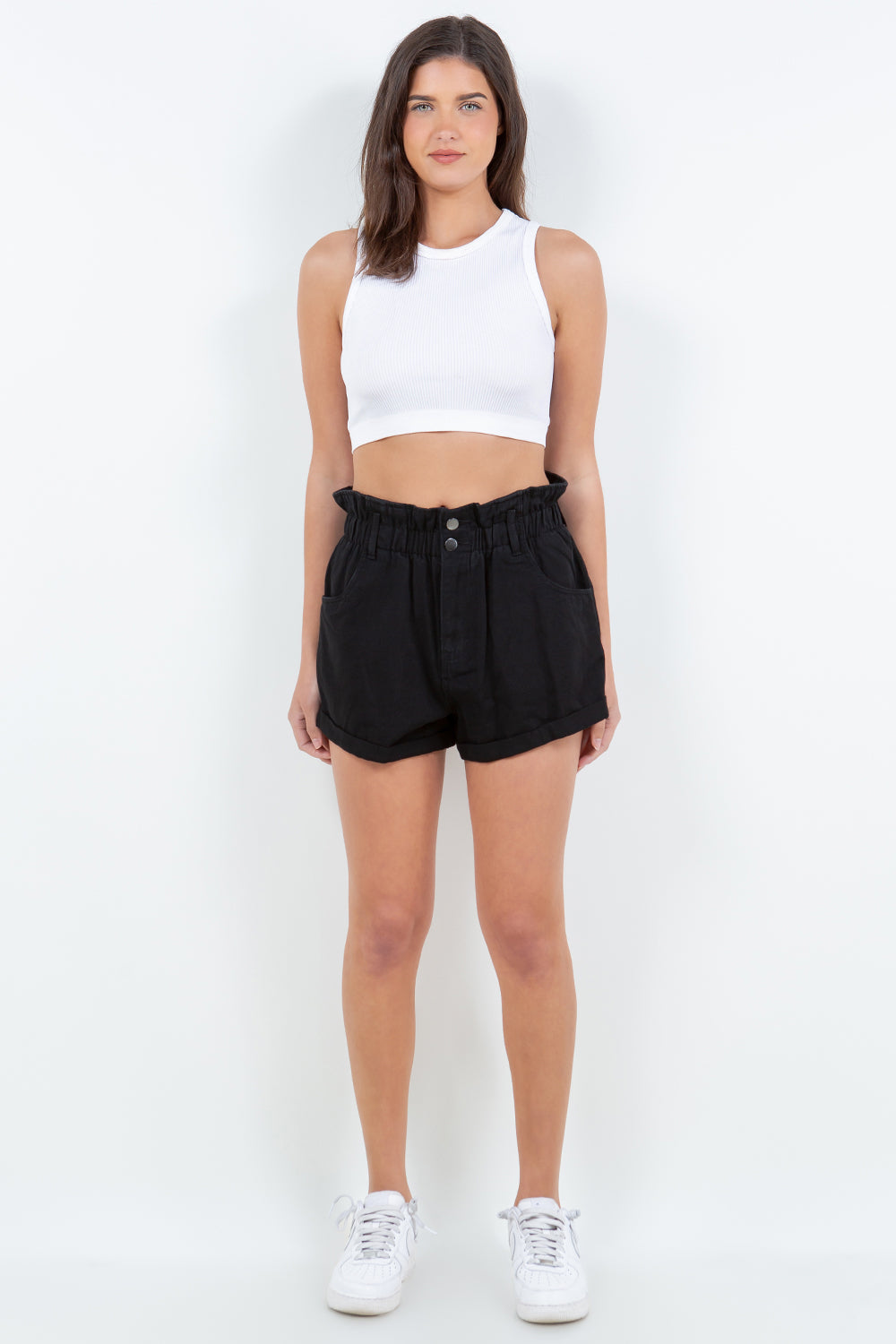 Alfressy High Waist Paper Bag Shorts