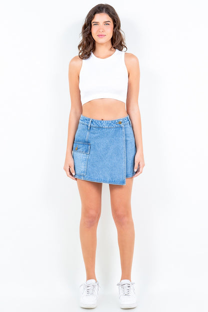 Alfressy Bazi Cargo Pocket Denim Skort