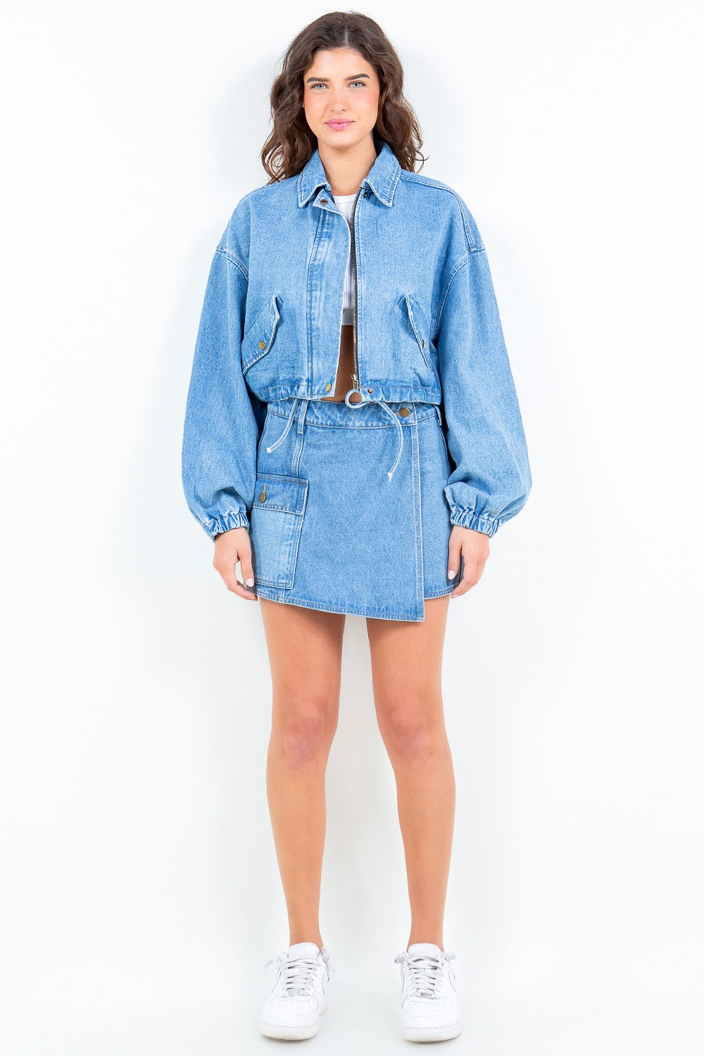 Alfressy Bazi Cargo Pocket Denim Skort